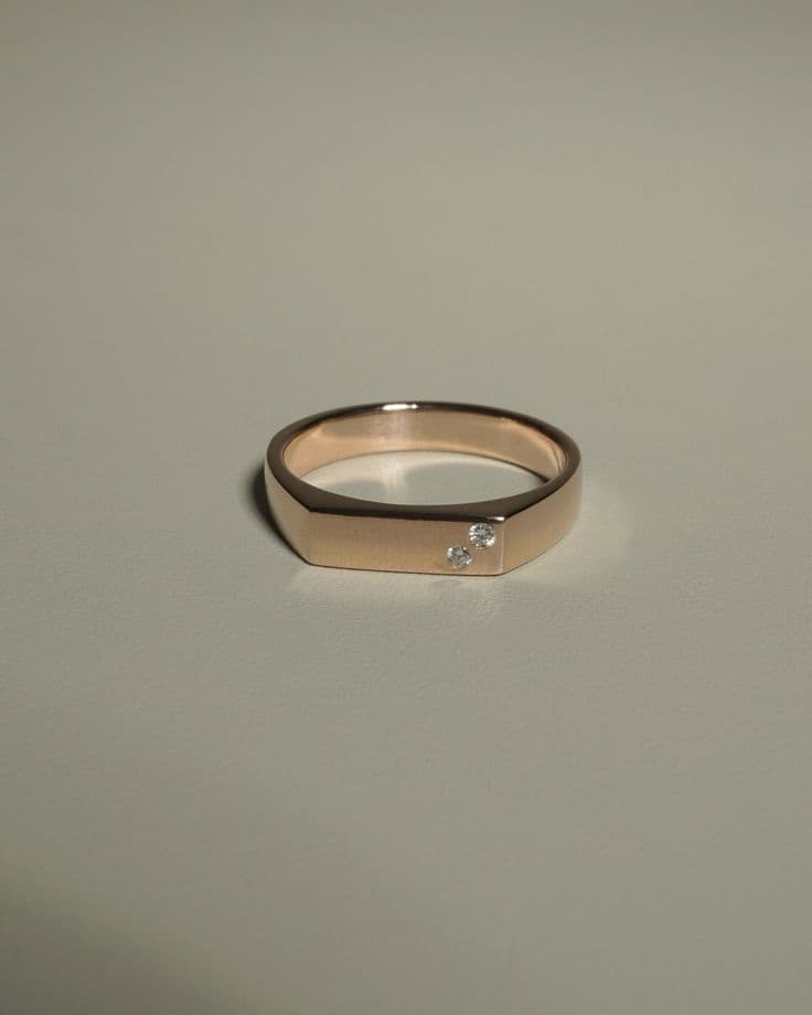 Gold Bar Ring with Diamonds