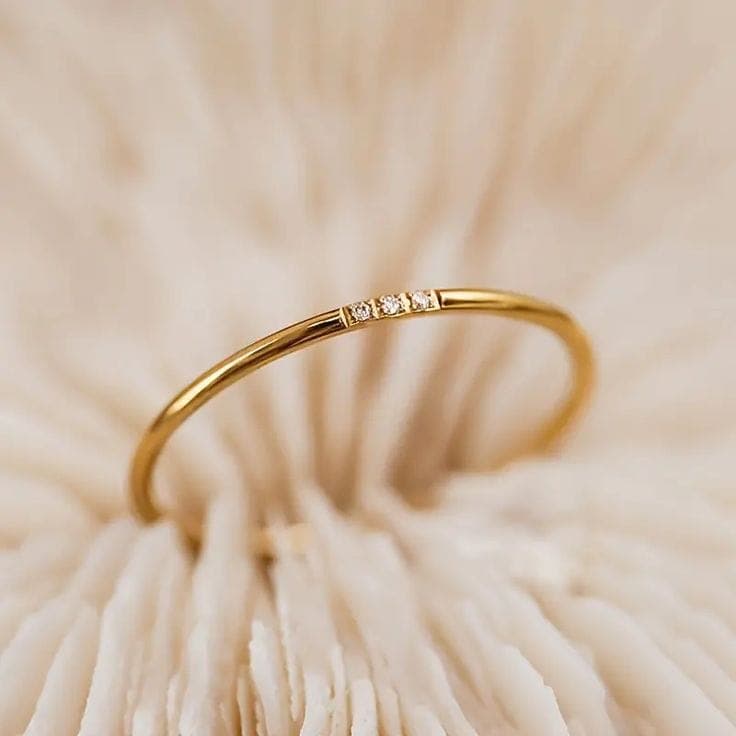 Dainty Three-Stone Gold Ring